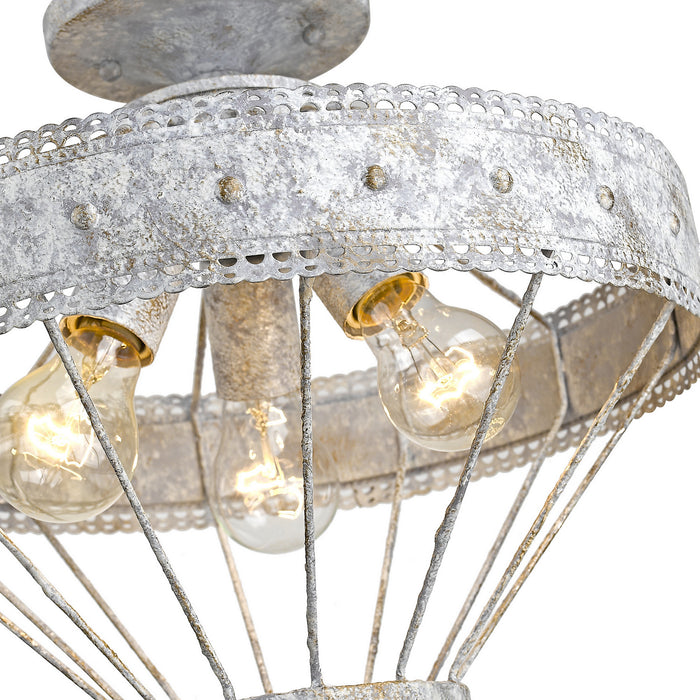Three Light Semi-Flush Mount from the Ferris collection in Oyster finish