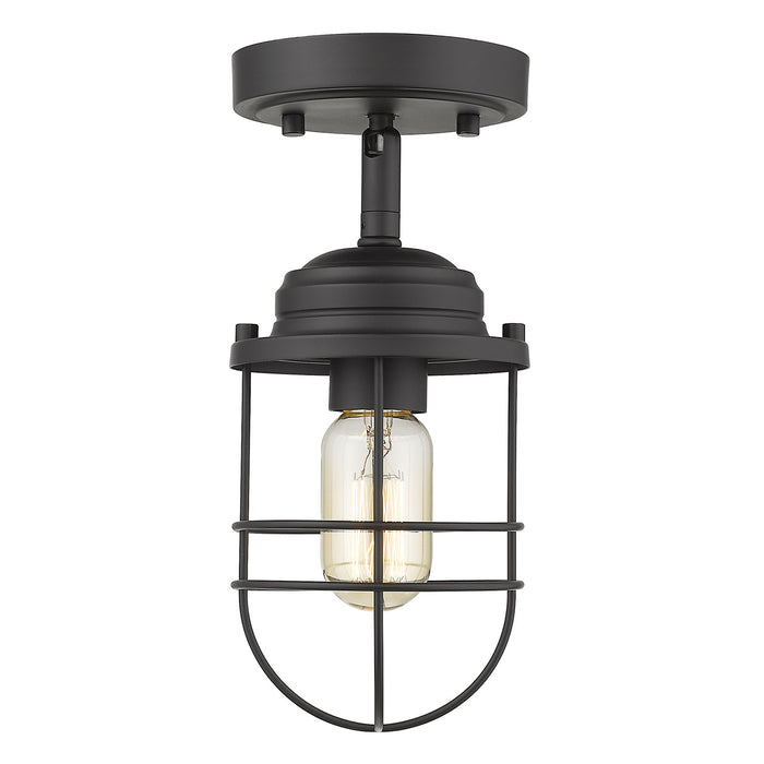 One Light Semi-Flush Mount from the Seaport collection in Matte Black finish