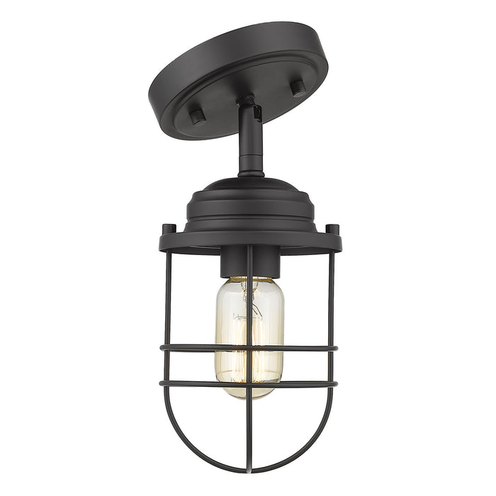 One Light Semi-Flush Mount from the Seaport collection in Matte Black finish