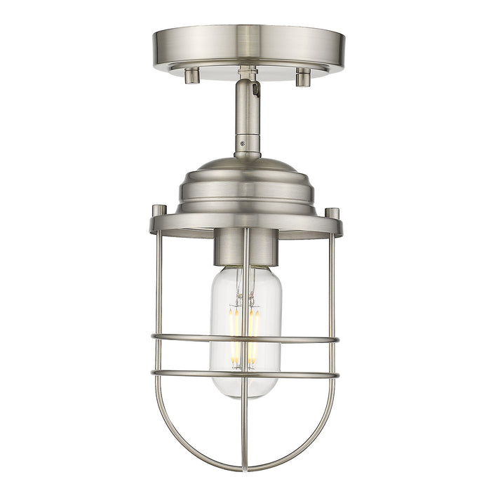 One Light Semi-Flush Mount from the Seaport collection in Pewter finish