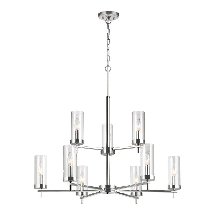 Generation Lighting - 3190309-05 - Nine Light Chandelier - Zire - Chrome