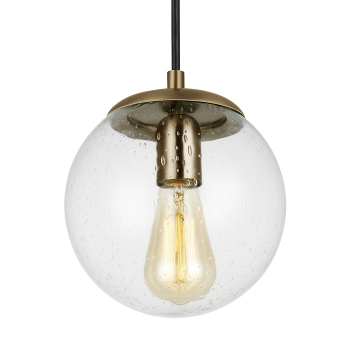 One Light Pendant from the Leo-Hanging Globe collection in Satin Bronze finish