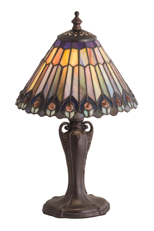 Meyda Tiffany - 191968 - One Light Accent Lamp - Tiffany Jeweled Peacock - Oil Rubbed Bronze