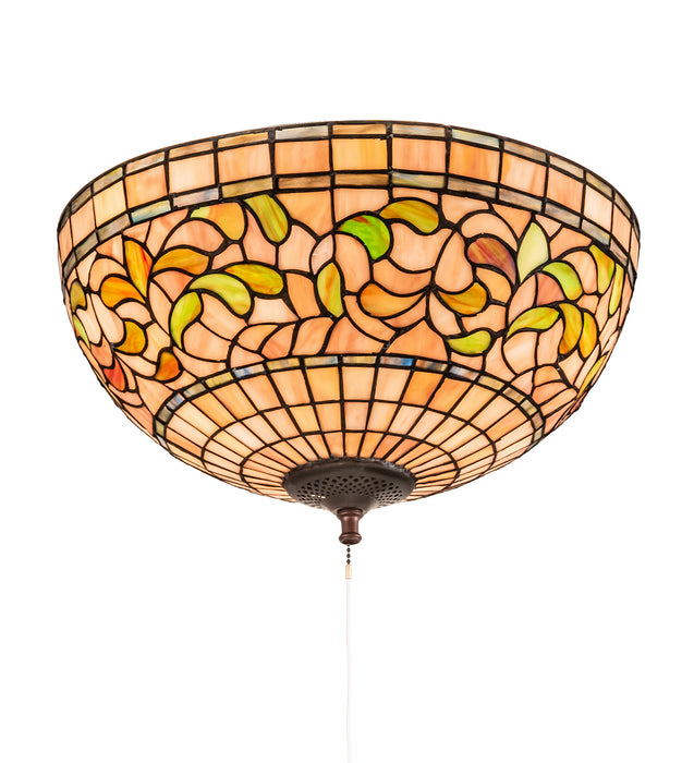 Meyda Tiffany - 214929 - Three Light Flushmount - Tiffany Turning Leaf - Antique Copper