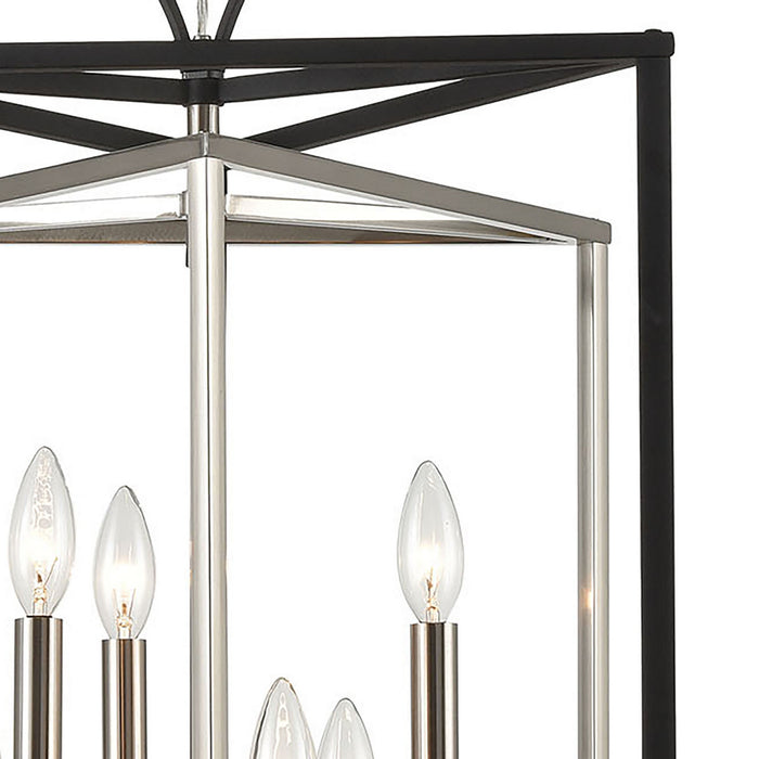 Six Light Pendant from the Salinger collection in Charcoal, Satin Nickel finish