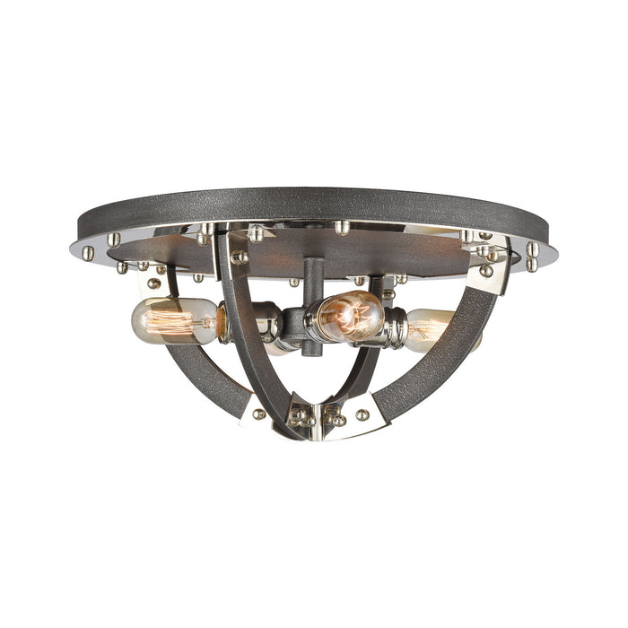 Four Light Flush Mount from the Riveted Plate collection in Polished Nickel finish
