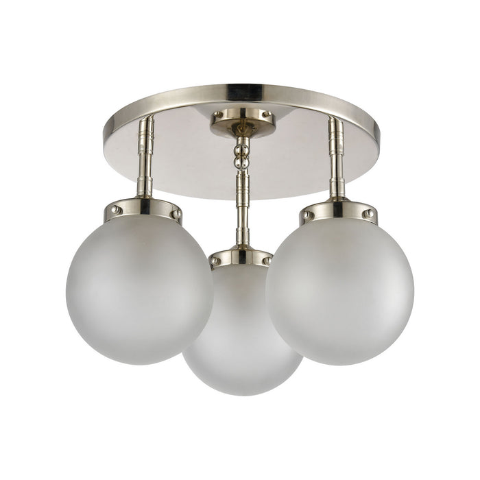 Three Light Semi Flush Mount from the Boudreaux collection in Polished Nickel finish