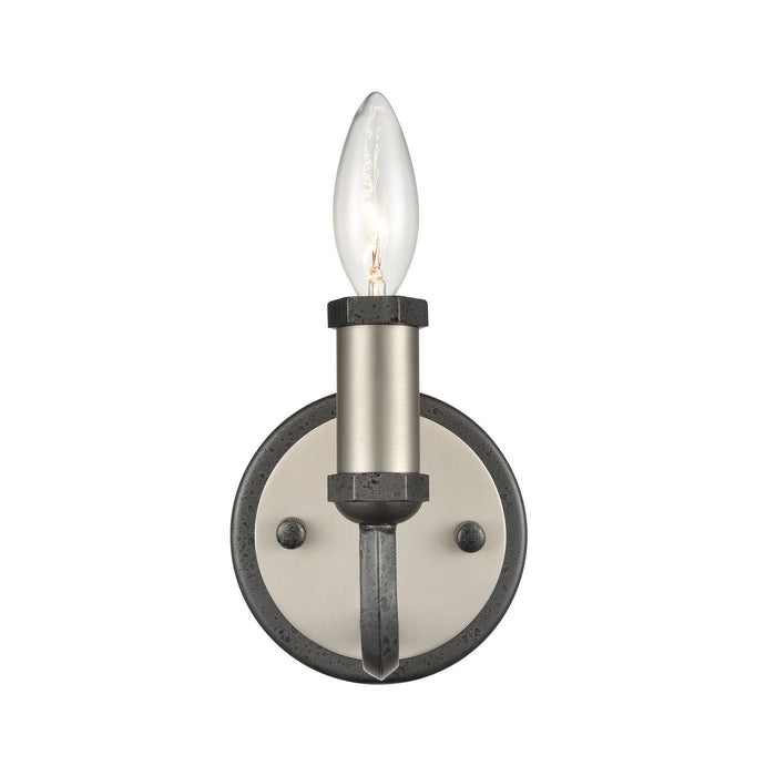One Light Wall Sconce from the Cortlandt collection in Gray Iron, Brushed Platinum, Brushed Platinum finish