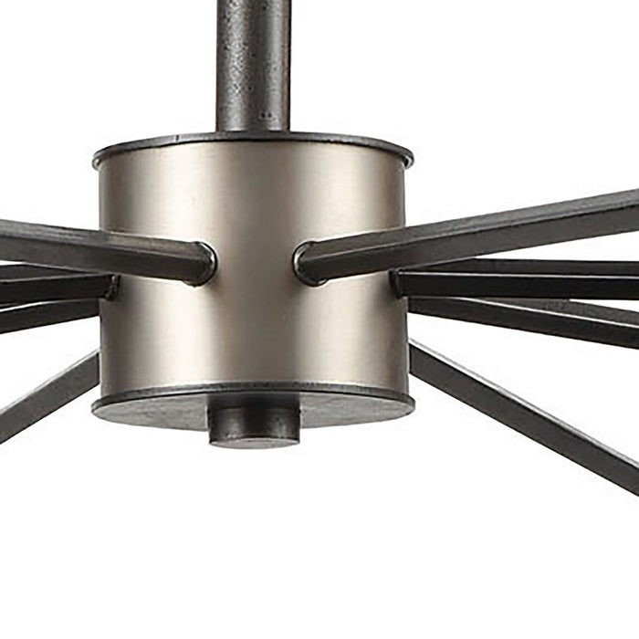 Eight Light Chandelier from the Cortlandt collection in Gray Iron, Brushed Platinum, Brushed Platinum finish