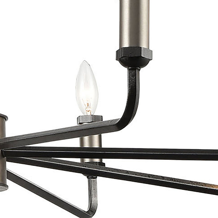 Eight Light Chandelier from the Cortlandt collection in Gray Iron, Brushed Platinum, Brushed Platinum finish