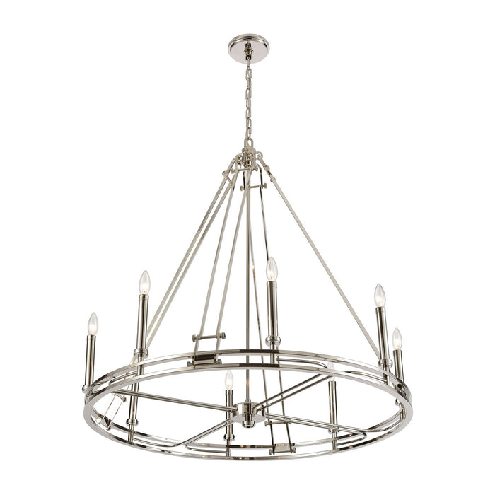 Eight Light Chandelier from the Bergamo collection in Polished Nickel finish