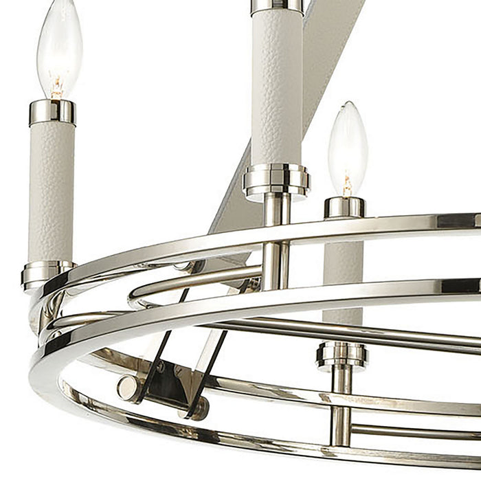 Six Light Chandelier from the Bergamo collection in Polished Nickel finish