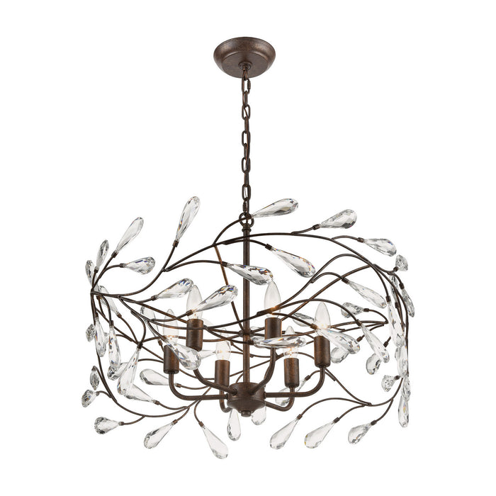 Six Light Chandelier from the Crislett collection in Sunglow Bronze finish