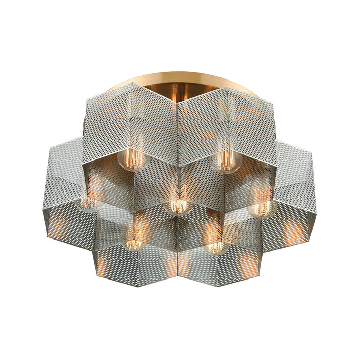 Seven Light Semi Flush Mount from the Compartir collection in Polished Nickel finish