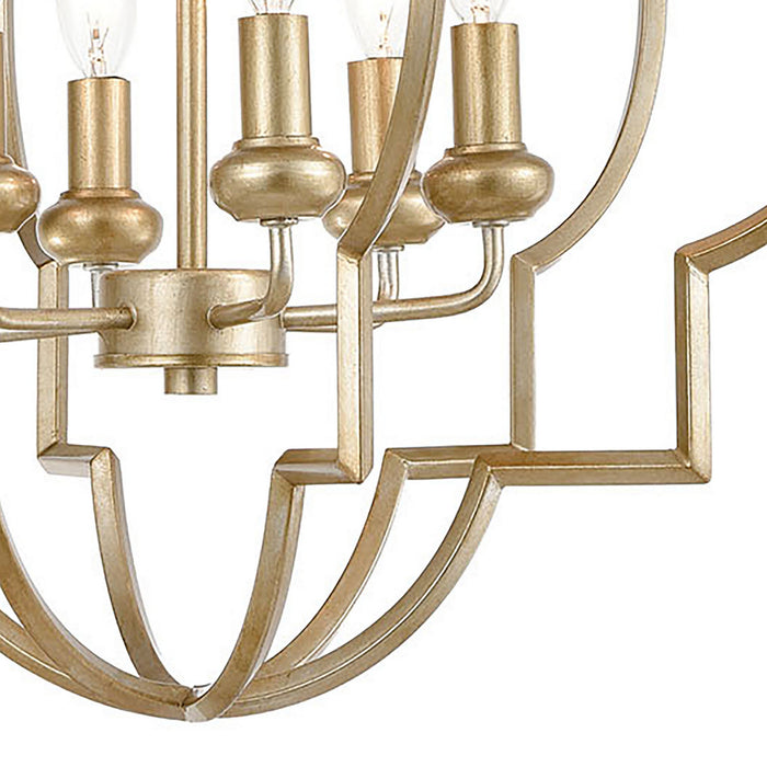 Six Light Chandelier from the Chandette collection in Aged Silver finish