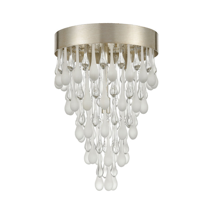 Four Light Flush Mount from the Morning Frost collection in Silver Leaf finish