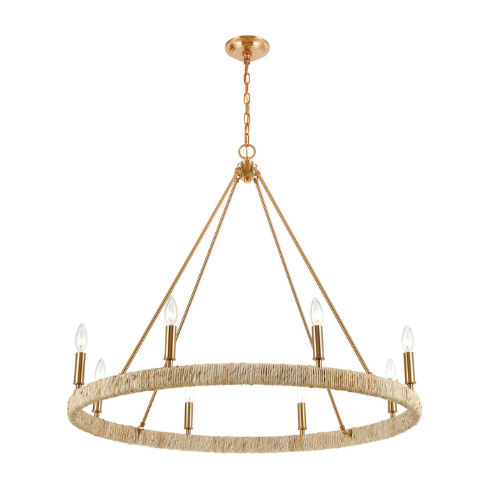 Eight Light Chandelier from the Abaca collection in Satin Brass finish
