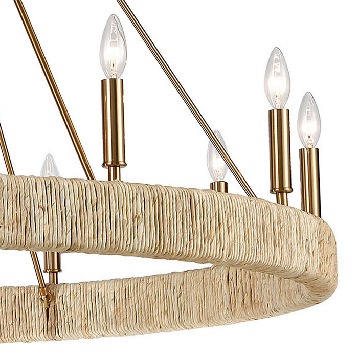 12 Light Chandelier from the Abaca collection in Satin Brass finish