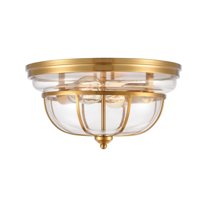 Two Light Flush Mount from the Manhattan Boutique collection in Brushed Brass finish