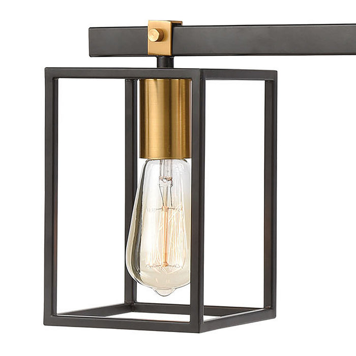 Three Light Vanity from the Cloe collection in Matte Black, Brushed Brass, Brushed Brass finish