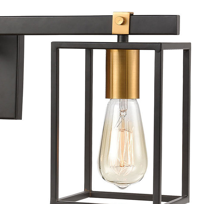 Three Light Vanity from the Cloe collection in Matte Black, Brushed Brass, Brushed Brass finish