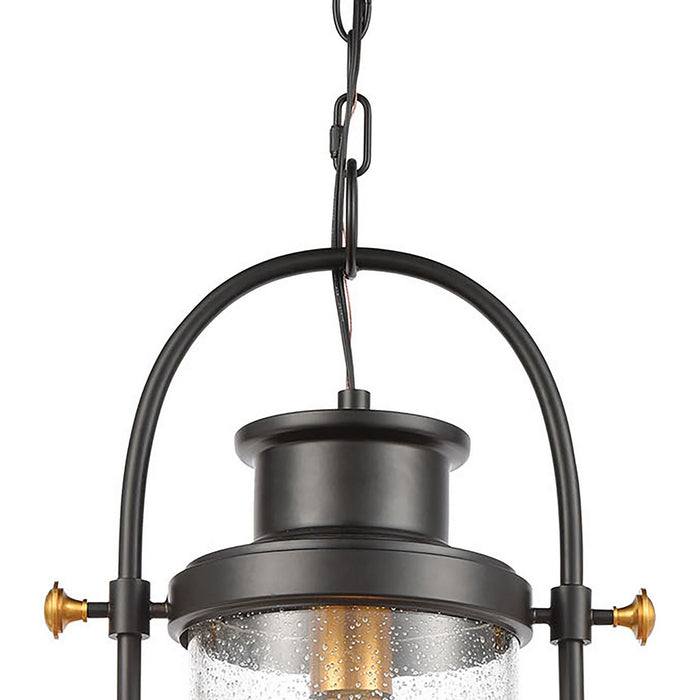 One Light Outdoor Hanging Lantern from the Wexford collection in Matte Black, Brushed Brass, Brushed Brass finish