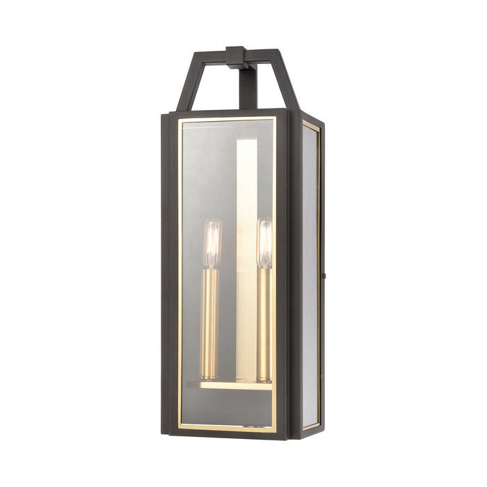 Two Light Wall Sconce from the Portico collection in Charcoal, Brushed Brass, Brushed Brass finish