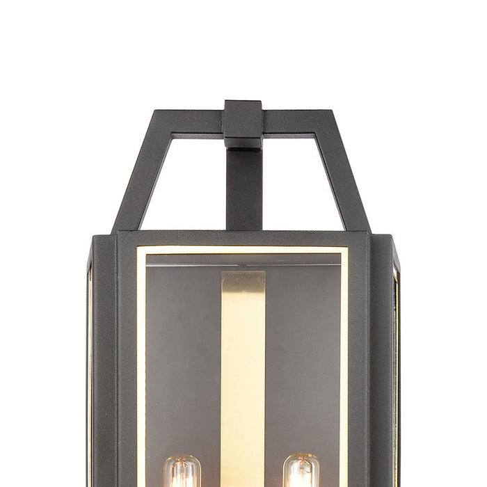 Two Light Wall Sconce from the Portico collection in Charcoal, Brushed Brass, Brushed Brass finish