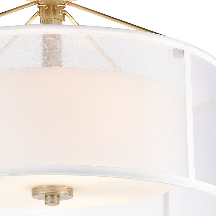 Three Light Semi Flush Mount from the Diffusion collection in Aged Silver finish