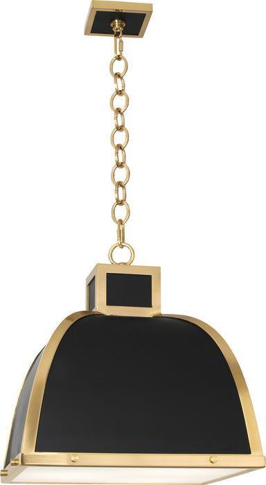 Robert Abbey - 1444 - Three Light Pendant - Ranger - Matte Black Painted w/ Modern Brass