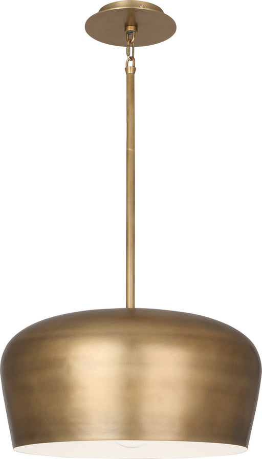 Robert Abbey - 610 - One Light Pendant - Rico Espinet Bumper - Warm Brass w/ Painted White Shade Interior