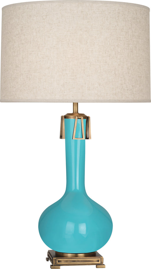 Robert Abbey - EB992 - One Light Table Lamp - Athena - Egg Blue Glazed Ceramic w/ Aged Brass
