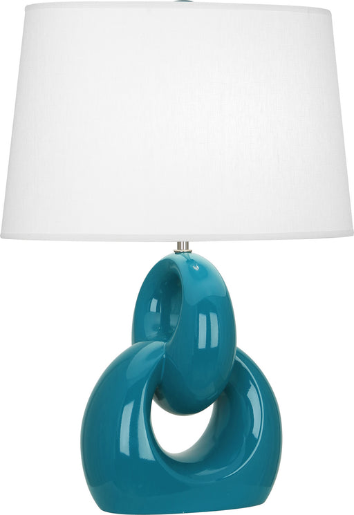 Robert Abbey - PC981 - One Light Table Lamp - Fusion - Peacock Glazed Ceramic w/ Polished Nickel