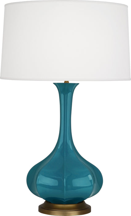 Robert Abbey - PC994 - One Light Table Lamp - Pike - Peacock Glazed Ceramic w/ Aged Brass