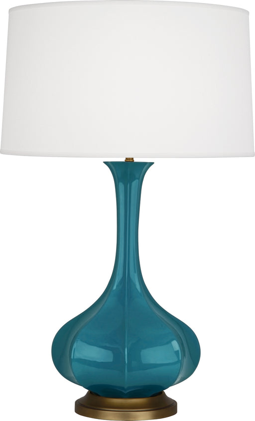 Robert Abbey - PC994 - One Light Table Lamp - Pike - Peacock Glazed Ceramic w/ Aged Brass