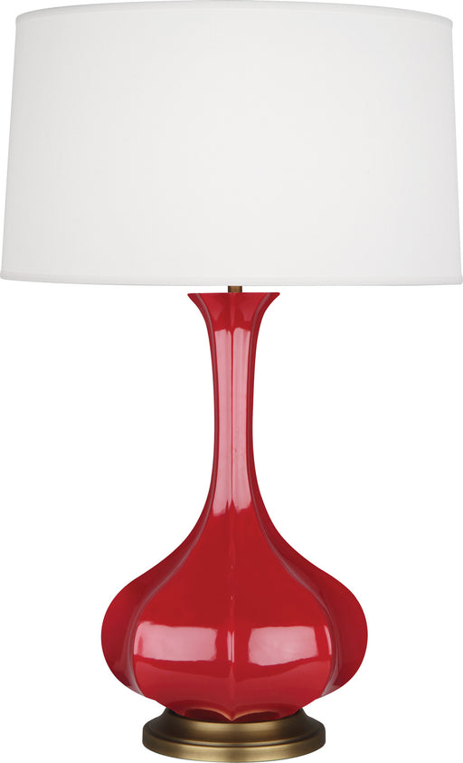 Robert Abbey - RR994 - One Light Table Lamp - Pike - Ruby Red Glazed Ceramic w/ Aged Brass