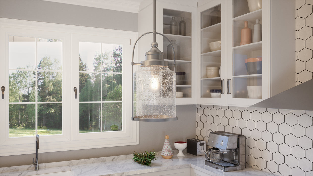 One Light Mini Pendant from the Payson collection in Brushed Nickel finish