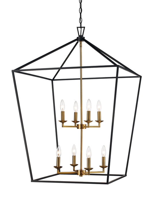Trans Globe Imports - 10265 BK/AG - Eight Light Pendant - Black/Antique Gold