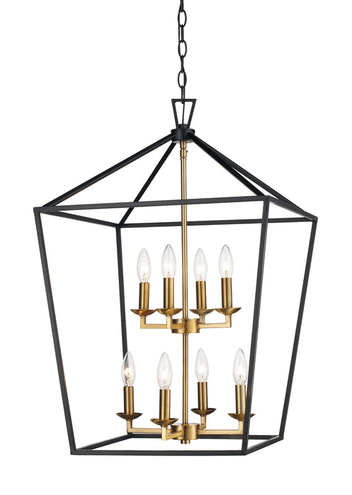 Trans Globe Imports - 10268 BK/AG - Eight Light Pendant - Black/Antique Gold