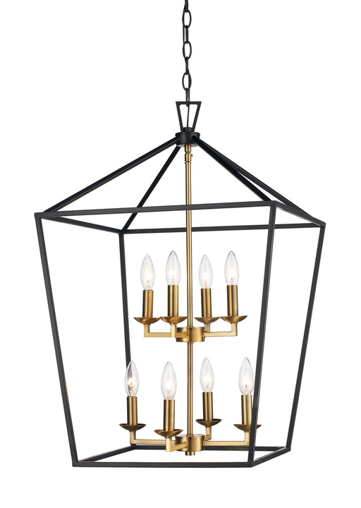 Trans Globe Imports - 10268 BK/AG - Eight Light Pendant - Black/Antique Gold