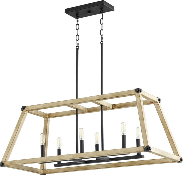 Quorum - 6589-6-69 - Six Light Entry Pendant - Alpine - Noir w/ Driftwood finish