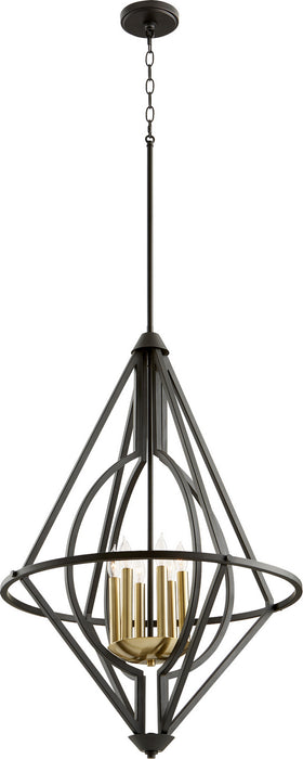 Six Light Pendant in Noir finish