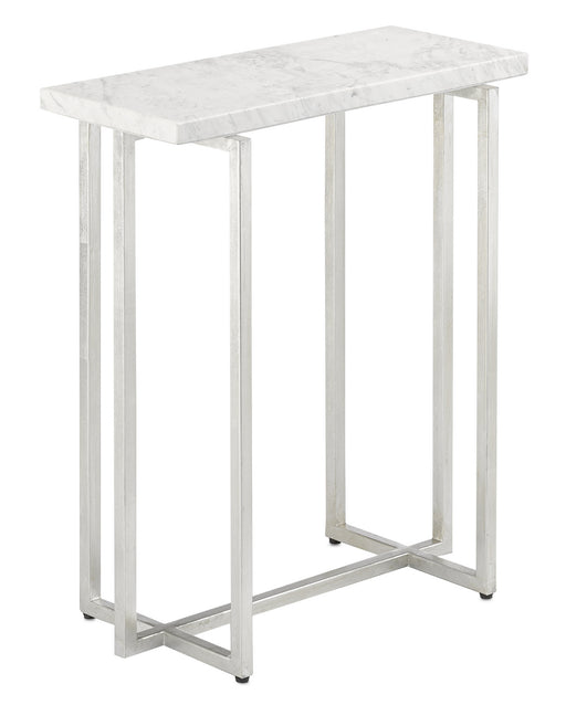 Currey and Company - 4000-0070 - Accent Table - Silver Leaf/White