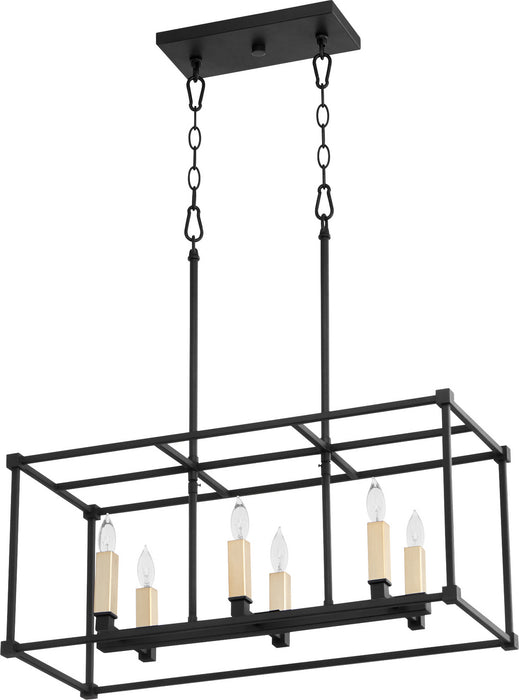 Six Light Linear Pendant from the Olympus collection in Noir finish