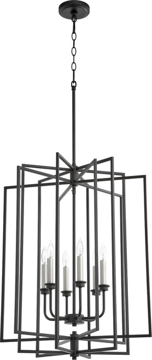 Six Light Entry Pendant from the Hammond collection in Noir finish