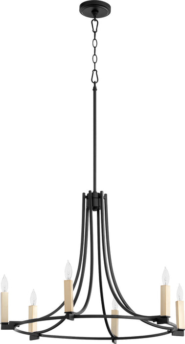 Six Light Chandelier from the Olympus collection in Noir finish