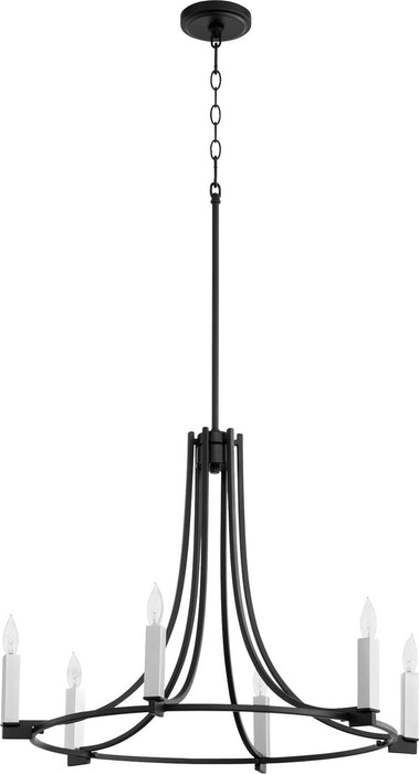 Six Light Chandelier from the Olympus collection in Noir finish