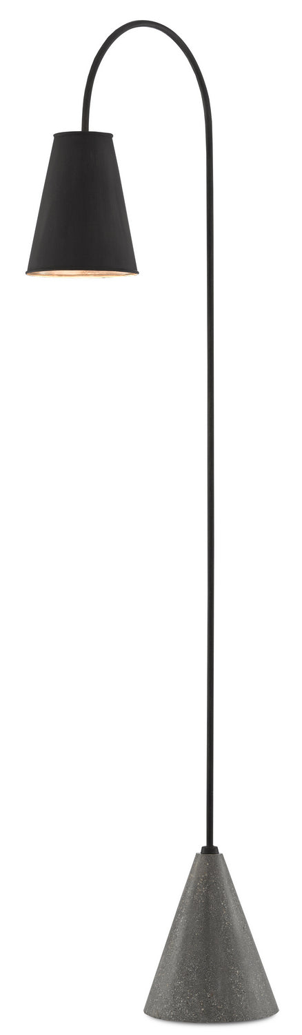 Currey and Company - 8000-0070 - Floor Lamp - Black Iron/Silver Leaf/Polished Concrete