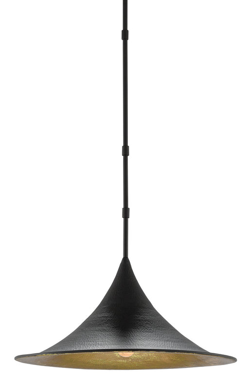 Currey and Company - 9000-0410 - One Light Pendant - Satin Black/Gold Leaf