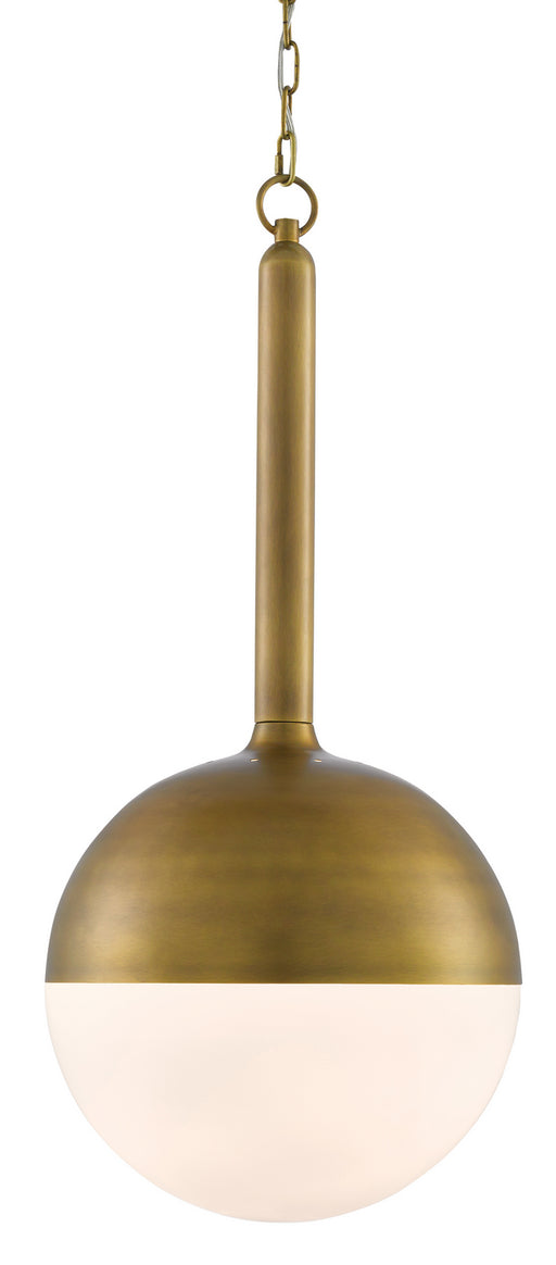 Currey and Company - 9000-0419 - One Light Pendant - Antique Brass/Opaque White
